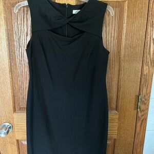 Calvin Klein Black Twist-Neck Sleeveless Midi Dress
